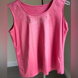 Allison Daley Pink Embroidered Beaded Tank Top M